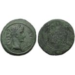 Augustus (27 BC - AD 14), As, Lugdunum, 15-10 BC; AE (g 10,89; mm 27; h 3); CAESAR - PONT MAX,