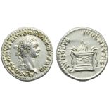 Domitian, as Caesar (Titus, 79-81), Denarius, Rome, AD 80-81; AR (g 3,39; mm 18; h 6); CAESAR DIVI F