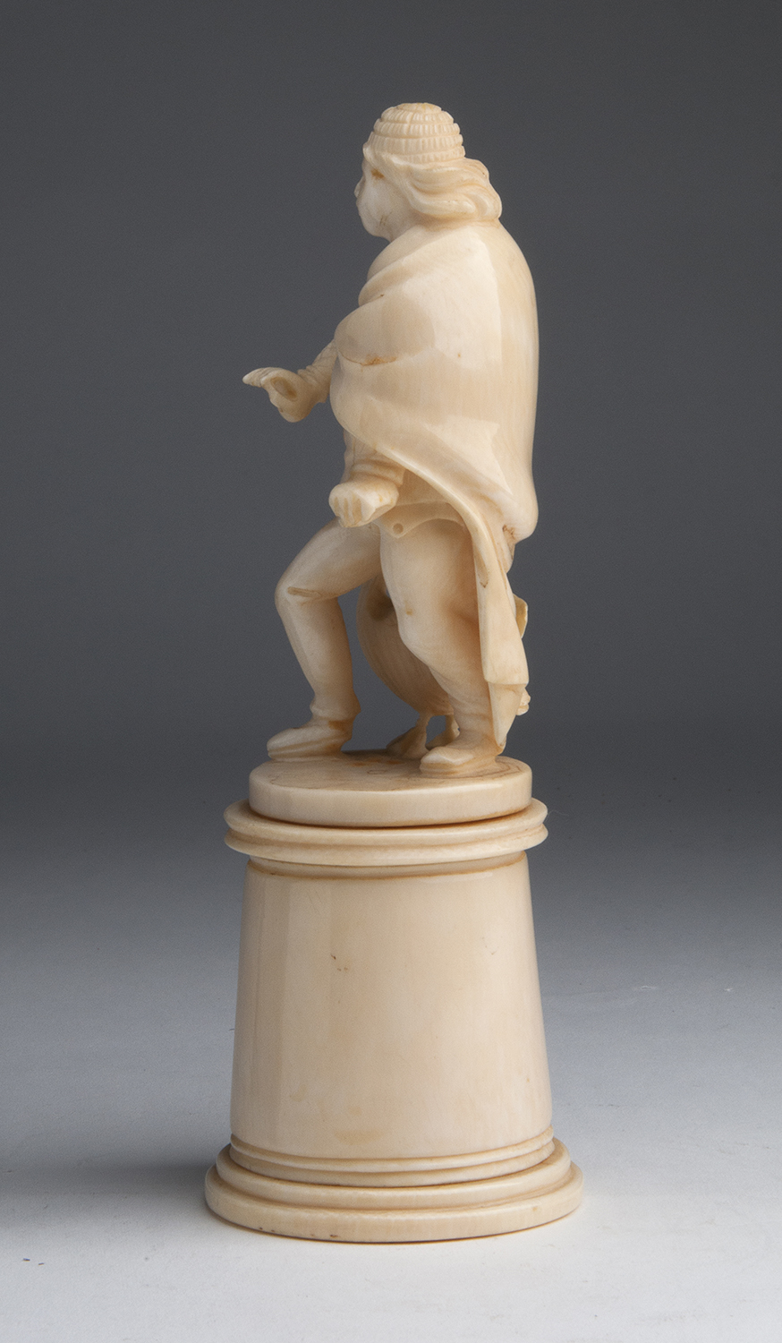 A carved ivory figural group of male figure with a goose - probably France, late 19th / early 20th - Image 5 of 9