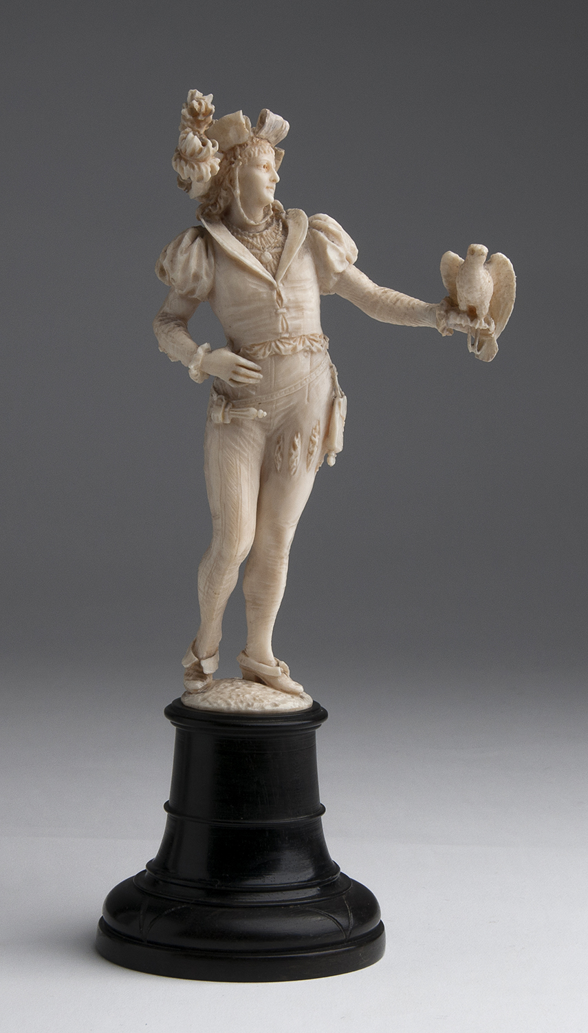 A carved ivory figure of a falconer - W. Haebler, Switzerland, early 20th Century (pre-1947); ;