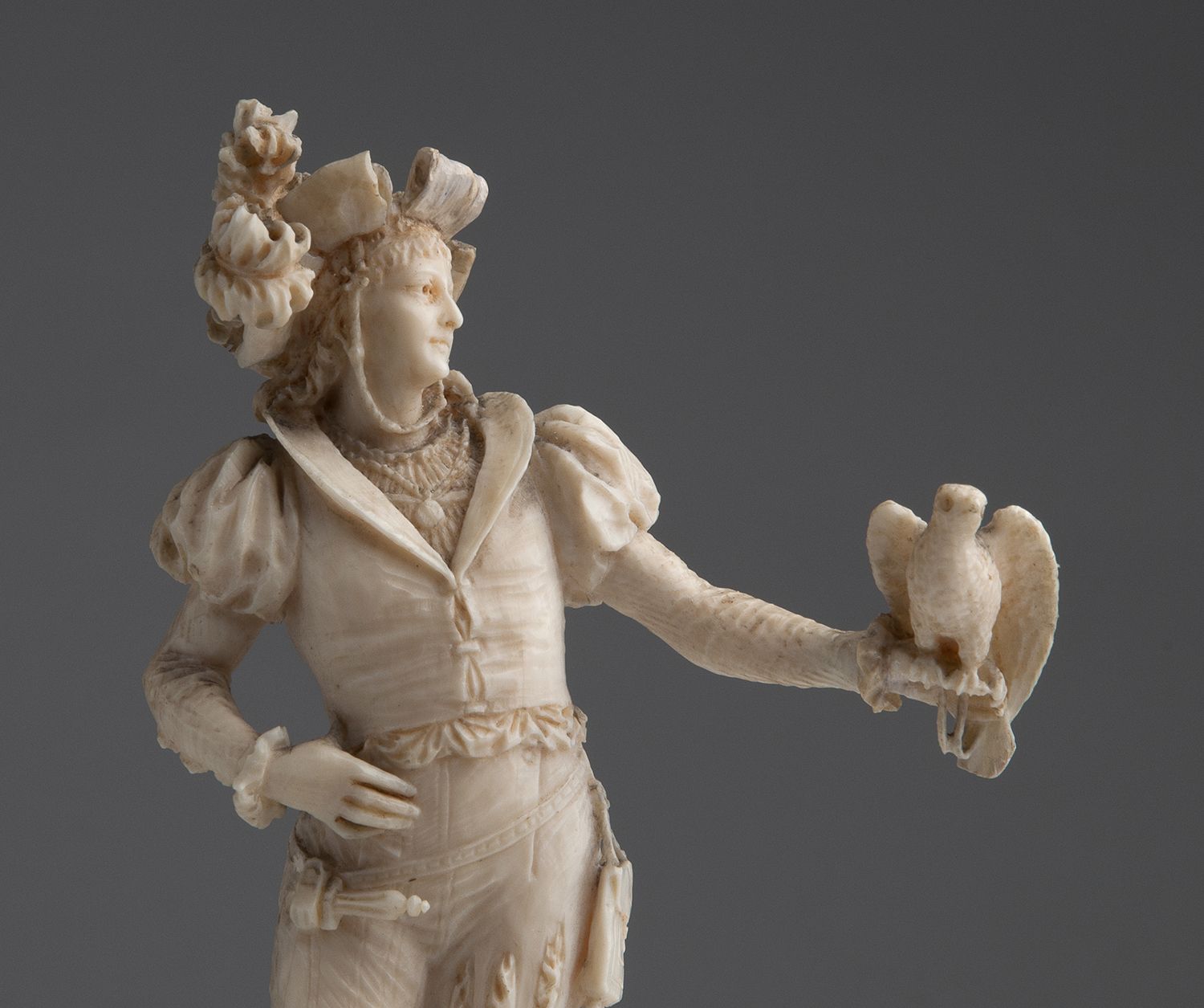 A carved ivory figure of a falconer - W. Haebler, Switzerland, early 20th Century (pre-1947); ; - Image 3 of 6