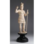 "Athena". A carved ivory figure - France, 19th Century; ; on a wooden base. 34 cm, 13 25/64 in