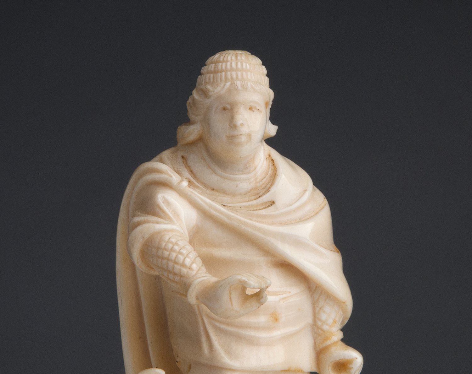 A carved ivory figural group of male figure with a goose - probably France, late 19th / early 20th - Image 6 of 9