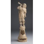 A carved ivory figure of a bugler - France, 18th / 19th Century; ; on a ivory base. 29 cm, 11 27/