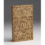 A carved ivory card holder - China, 19th Century; ; 10.8 x 7 x 0.5 cm, 4 1/4 x 2 3/4 x 0 13/64 in,