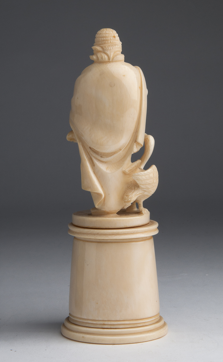 A carved ivory figural group of male figure with a goose - probably France, late 19th / early 20th - Image 4 of 9