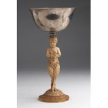 A silver cup with a carved ivory support depicting a Satyr - Germany, late 19th Century; ; unmarked.