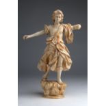 "The angel Gabriel". A carved ivory Baroque figure - France, 18th Century; ; on a ivory cloud