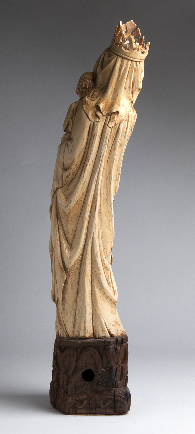 "Virgin and Child". A carved ivory neo-Gothic figural group - probably France, 18th Century; ; on - Image 4 of 7