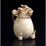 A vegetable carved ivory snuff bottle and stopper - China, 20th Century; ; finely carved pumpkin