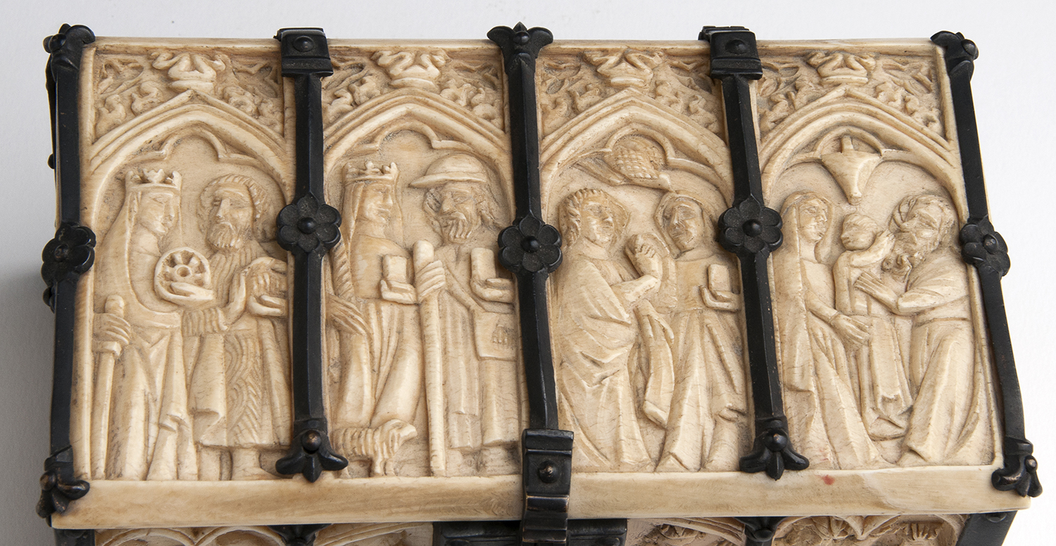Casket with carved ivory panels depicting scenes from the Holy Scriptures - France, late 19th early; - Image 3 of 9