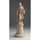 A carved ivory figure of a maiden - France, late 19th / early 20th Century (pre-1947); ; on a