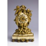 A gilt bronze and ivory Mantel Clock - Emile Andrè Boisseau and Thiebaut Freres, Paris, last quarter