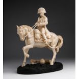 "Napoleon". A carved ivory equestrian figure - France, 19th Century.; ; on a ivory base. 26.5 cm, 10