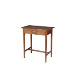 A VICTORIAN MAHOGANY RECTANGULAR BEDSIDE TABLE, with single frieze drawer on square tapering legs