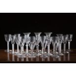 A COLLECTION OF TWENTY-TWO 19TH CENTURY PLAIN AND ENGRAVED ALE AND LIQUEUR GLASSES, in the