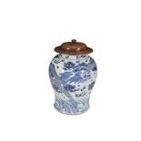 A LARGE CHINESE PORCELAIN BLUE AND WHITE STORAGE JAR AND COVER, in the Ming style, the baluster