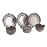 A SET OF THREE GERMAN SILVER SIDE PLATES, c.1880, 800 standard, maker's mark of Jacob Leser