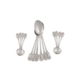 A SET OF SIX AMERICAN STERLING SILVER TABLE SPOONS, 1909, maker's mark of Shreve & Co. and