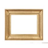 ***ADDITIONAL LOT***AN EARLY 19TH CENTURY GILTWOOD AND GESSO PICTURE FRAME, the thick reeded