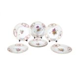 ***PLEASE NOTE: THIS LOT CONTAINS SIX DISHES*** A SET OF SEVEN MEISSEN FLORAL PAINTED DESSERT