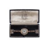 A LADY'S WATCH, CASED BY HOPKINS & HOPKINSThe 15-jewel manual wind, the dial with Arabic numerals,