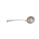 AN IRISH GEORGE III SILVER HOOK BACK SOUP LADLE, Dublin 1763, maker's mark of Joseph Cullen, with