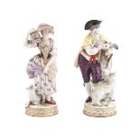 A PAIR OF LATE 19TH CENTURY MEISSEN PORCELAIN FIGURES, modelled as a shepherd and shepherdess, After