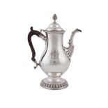 A GEORGE III IRISH SILVER COFFEE POT, Dublin 1795, maker's mark of John Lloyd, of circular