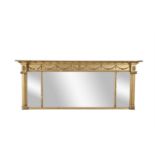 A LATE 19TH CENTURY GILTWOOD AND GESSO RECTANGULAR OVERMANTLE MIRROR, with ropetwist edged corner,