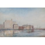 Peter Pearson (b.1955)Bolands Mill, Grand Canal Dock, DublinOil on canvas, 47 x 71cm (18½ x 28'')