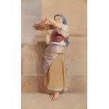 Sir Frederick William Burton RHA RWS (1816-1900)Market Girl with Basket of PeachesWatercolour, 38