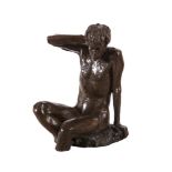 Robin Buick ARHA (b.1940)Seated Male NudeBronze, 34.5cm high (13½'')Signed on base