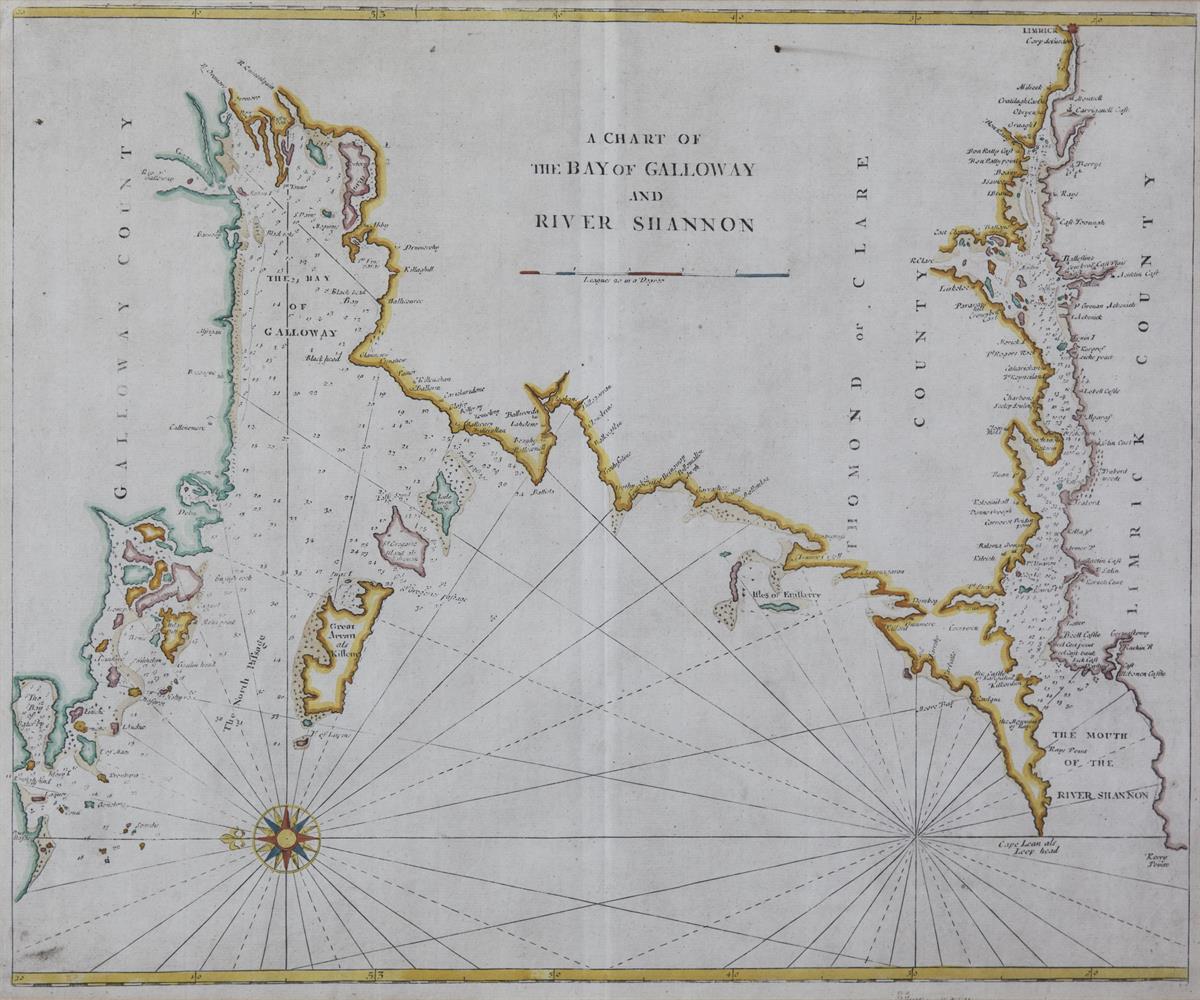 JOHN SELLER (1634-1697)A chart from Galway to the ShannonEngraving (1750), 45 x 53cm - Image 2 of 2