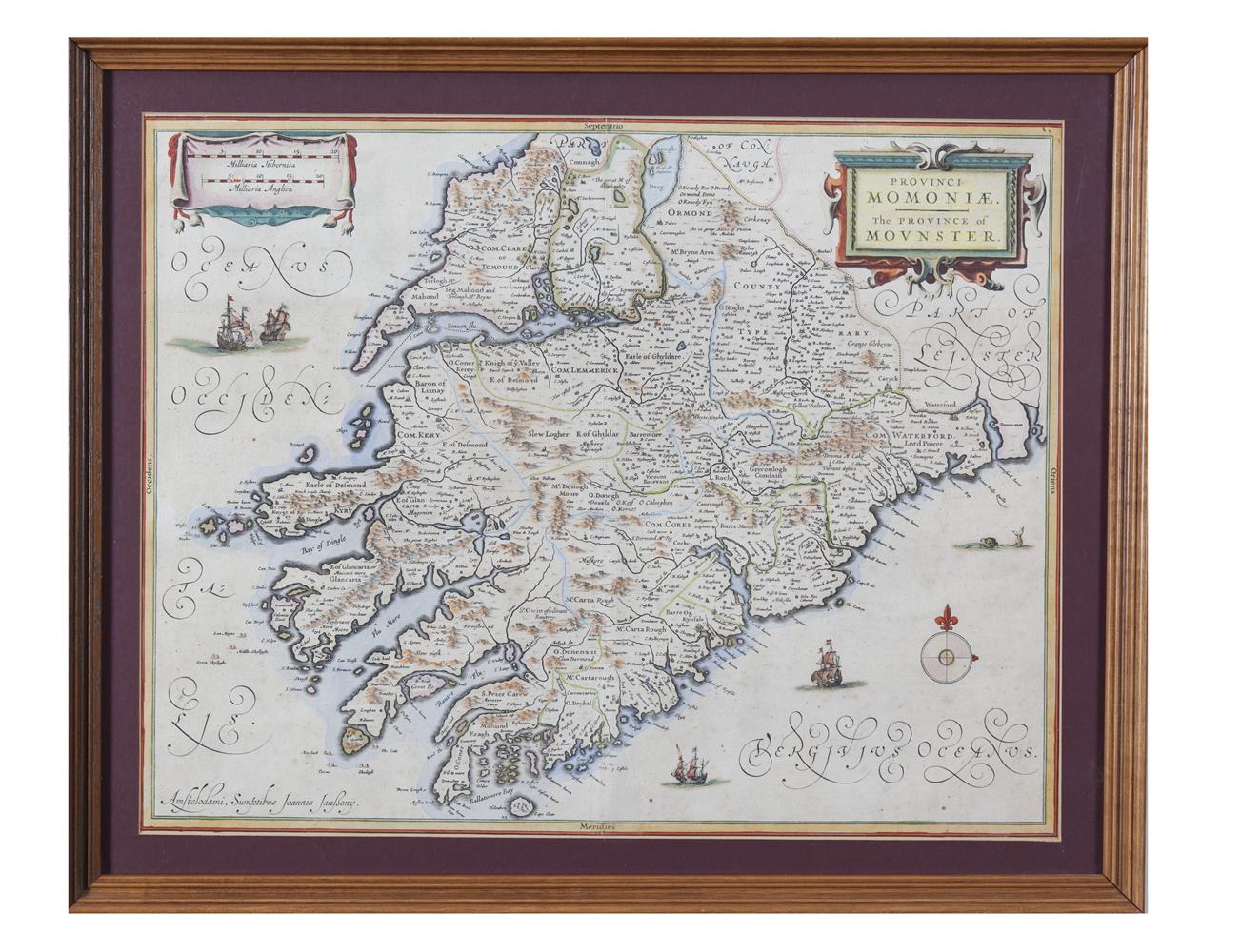 JOHANNES JANSSEN (1588-1664)A map of Munster, from the 1846 Latin Edition of his Atlas