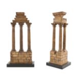 TWO SIMULATED SIENNA MARBLE STANDING MODELS OF ANCIENT GREEK ARCHITECTURAL SECTIONS, each formed