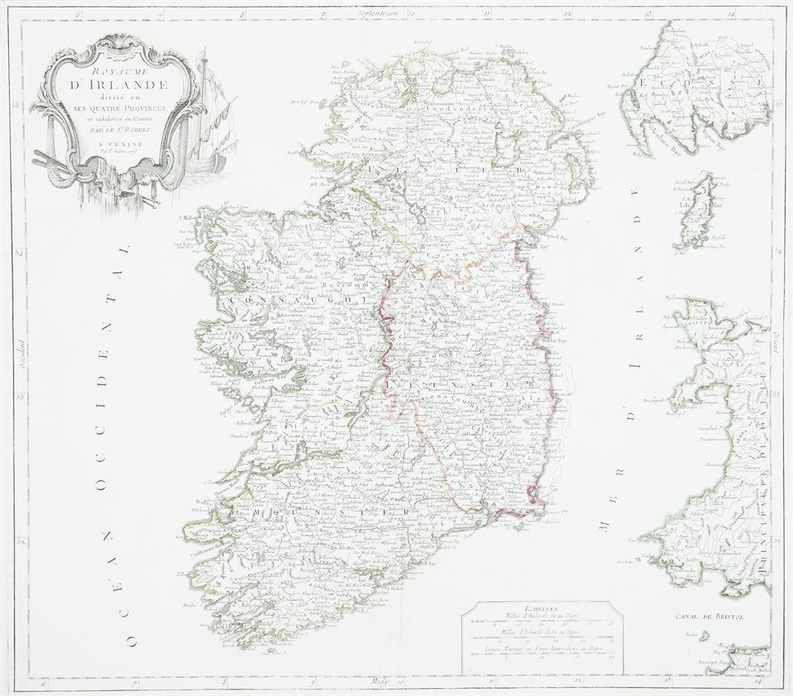 DIDIER ROBERT DE VAUGONDY (1726-1786)Le Royaume D'Irlande From an Italian Atlas Universelle.