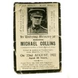 MICHAEL COLLINS His memoriam card, ''General Michael Collins (Commander-in-Chief of National Army)