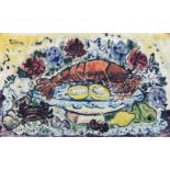 Basil Rákóczi (1908-1979)Lobster IOil on paper, 31 x 50cm (12¼ x 19½'')Signed; signed again,