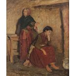 Aloysius O'Kelly (1853-1936)Figures in a Cottage InteriorOil on canvas, 72 x 61cm (28¼ x 24'')