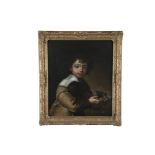 AFTER GOVAERT FLINCK (18TH CENTURY)Portrait of a Youth, Half Length, Holding a Bird's NestOil on