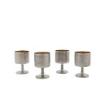 A SET OF FOUR SILVER GOBLETS, Sheffield 1974, mark of Irish Silver Ltd, with frosted decoration to