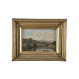 VICTORIAN SCHOOL (19TH CENTURY)Cattle in a river and mountain landscapeOil on canvas, 30 x