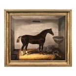 SAMUEL SPODE (FL.1825-1858)A chestnut hunter and a bay hunter in their stables, the horses rugs