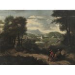 FOLLOWER OF NICOLAS POUSSIN (17TH/18TH CENTURY)Figures on a Path in an Extensive LandscapeOil on