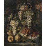 ATTRIBUTED TO GIOVANNI BATTISTE RUOPPOLO (1600-1659)Figs, pomegranates and grapes on a stone