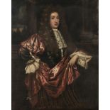 ENGLISH SCHOOL (LATE 17TH CENTURY)Portrait of a Man with full wig, lace cravat and red robe,