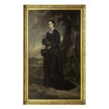 SIR FRANCIS GRANT PRA (1803-1878)Portrait of a Lady, Full Length, Standing in a Landscape Wearing