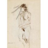 Basil Blackshaw HRHA RUA (1932-2016)Standing NudeMixed Media, 27 x 19cm, (10¾ x 7½”)