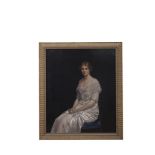 Leo Whelan RHA (1892-1956)Portrait of a seated lady in a white dress, Oil on canvas, 124.5 x 102cm